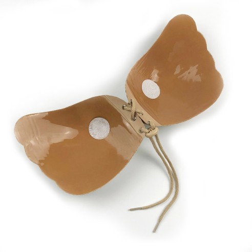 Astrid - Hautfarbener Klebe BH mit Frontschnürung