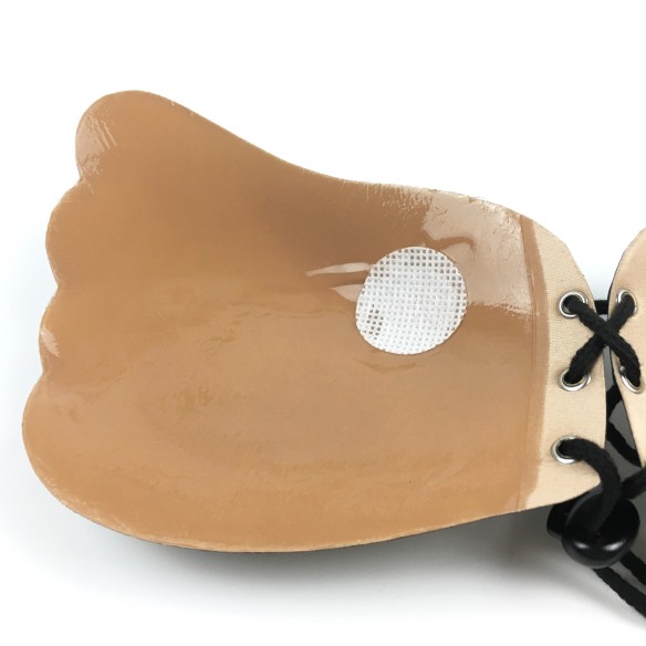 Eva - Schwarzer Klebe BH mit Frontschnürung