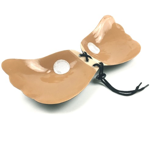 Eva - Schwarzer Klebe BH mit Frontschnürung