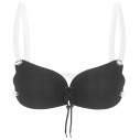 Thea - Luxus Push-up Klebe-BH nahtlos mit transparenten Trägern, Schwarz