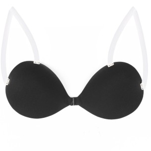 Bianca – Luxus Klebe-BH in Schwarz mit abnehmbaren transparenten Träge