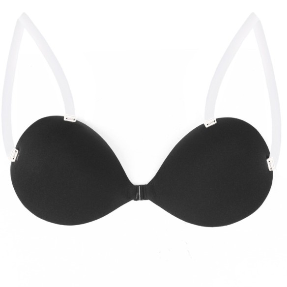 Bianca – Luxus Klebe-BH in Schwarz mit abnehmbaren transparenten Träge
