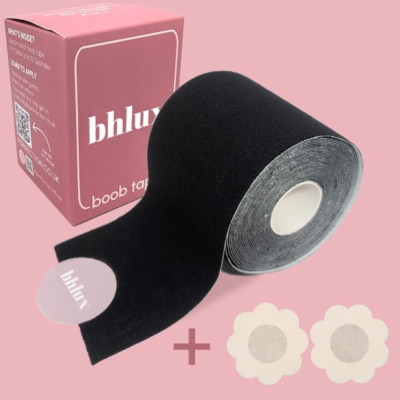 Boob Tape Set - Farbton Schwarz (Brustlift Tape, Starker Halt für Körbchengrößen A-J)
