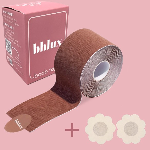 Boob Tape Set - Farbton Mandelbraun (Brustlift Tape, Starker Halt für Körbchengrößen A-J)