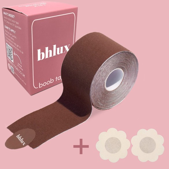 Boob Tape Set - Farbton Ebenholzbraun (Brustlift Tape, Starker Halt für Körbchengrößen A-J)