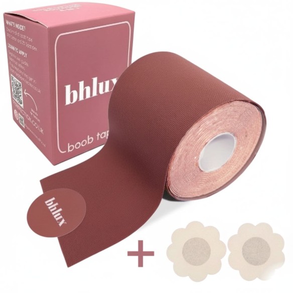 Boob Tape Set - Farbton Mandelbraun (Brustlift Tape, Starker Halt für Körbchengrößen A-J)