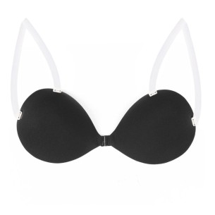 Bianca – Luxus Klebe-BH in Schwarz mit abnehmbaren transparenten Träge