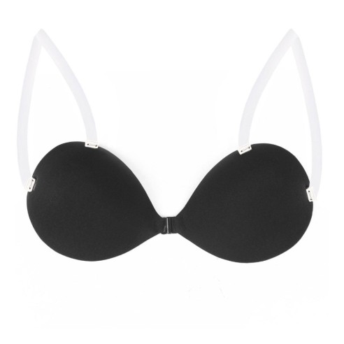 Bianca – Luxus Klebe-BH in Schwarz mit abnehmbaren transparenten Träge