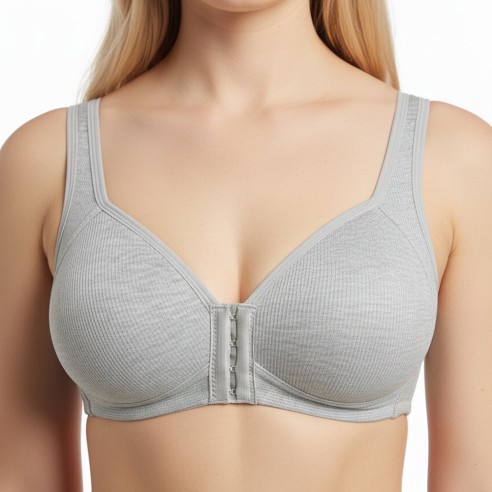 Aria Komfort-BH mit Vorderverschluss ohne Bügel Grau | BHLUX