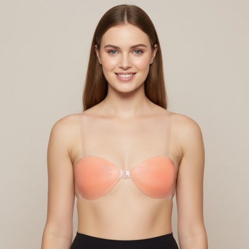 Greta - Gepolsterter Silikon-BH mit transparenten Trägern