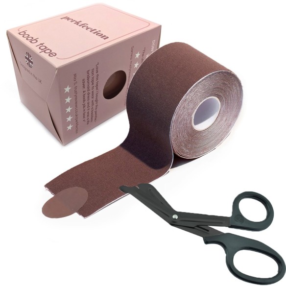Boob Tape Set - Farbton Ebenholzbraun (Brustlift Tape, Starker Halt für Körbchengrößen A-J)
